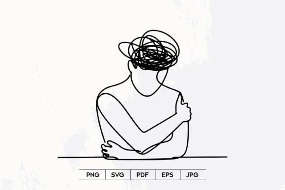 Anxiety Mind Line Art SVG Graphics