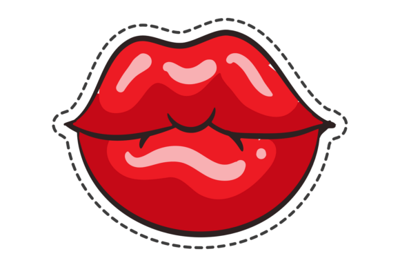 Biting Lip. Sexy Female Sign Colorful St Graphics