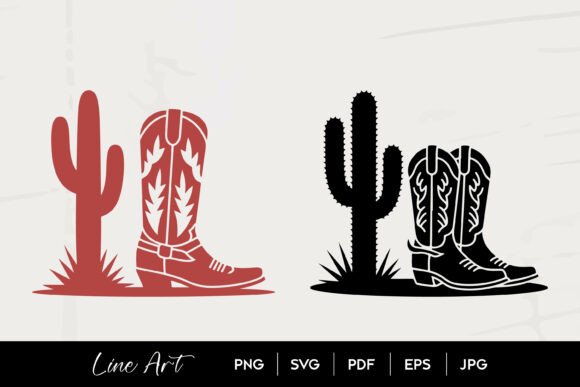 Cowboy Boots Cactus SVG Graphics