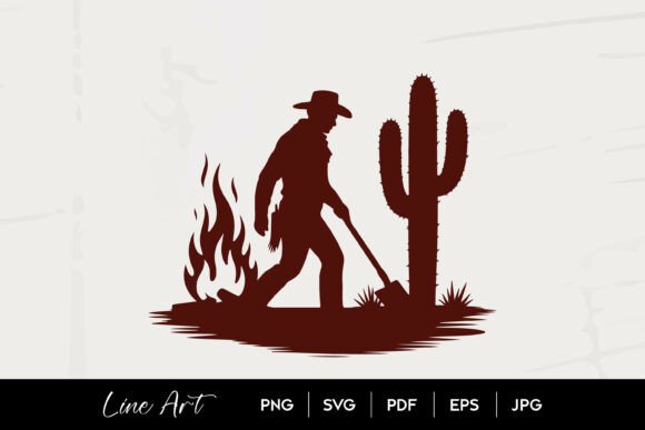 Cowboy Campfire Silhouette SVG Graphics