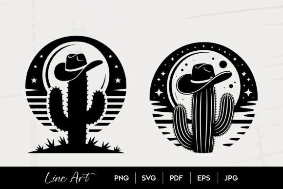 Cowboy Hat Cactus Night SVG
