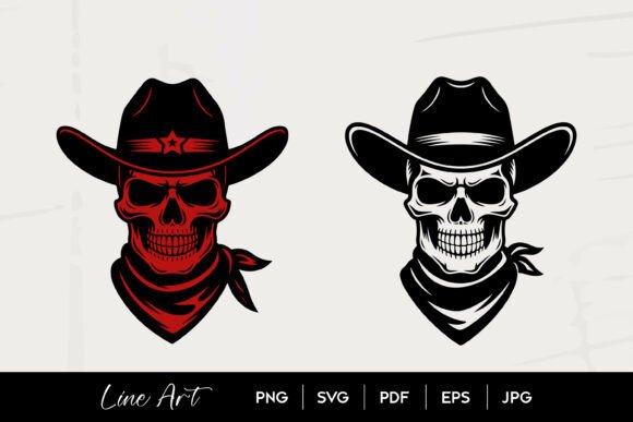 Cowboy Skull Bandana Hat SVG Graphics