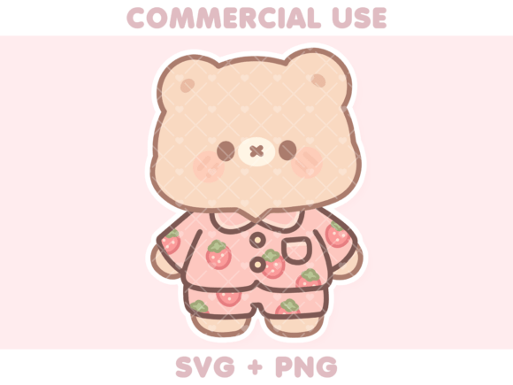 Cute Bear Wearing Strawberry Pyjamas Graphics