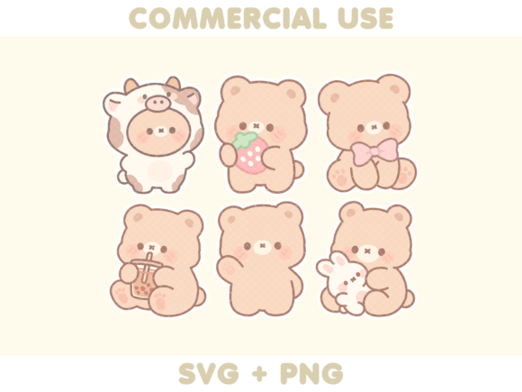 Cute Beige Bear Bundle Graphics