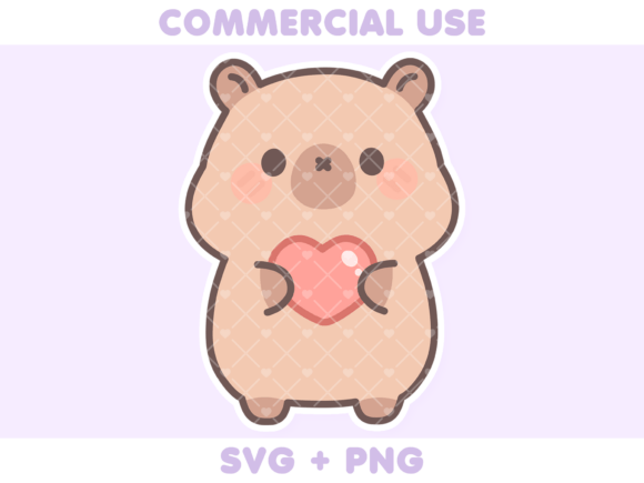 Cute Capybara Holding Heart Graphics
