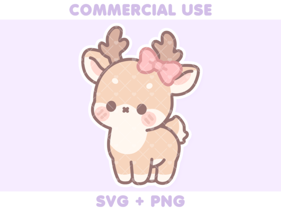 Cute Deer Wearing Bow: Graphics for Kawaii Design