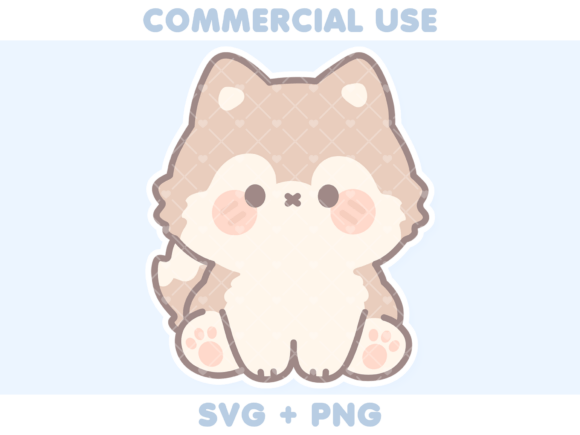 Cute Grey Wolf Sitting Graphics & Illustrations