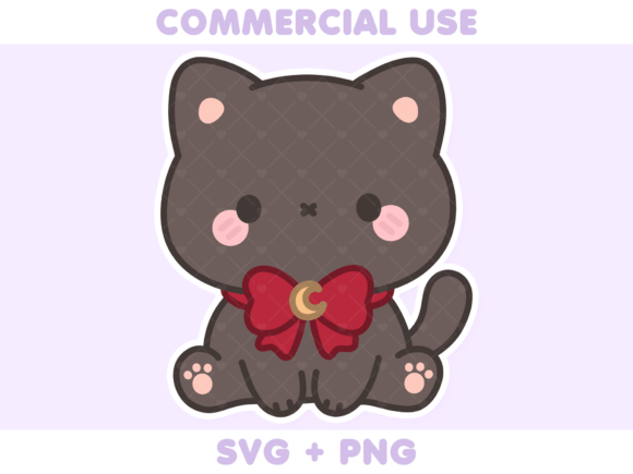 Cute Magical Black Cat Wearing Bow Graphics