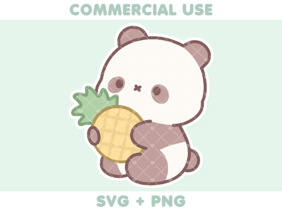 Cute Panda Holding Pineapple Graphics