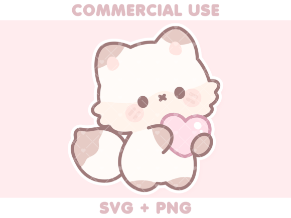 Cute White Fox Holding Heart