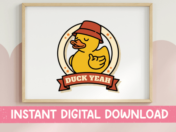Duck Yeah Retro Badge Rubber Duck Graphics