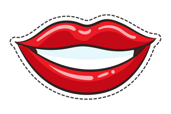 Female Lips. Happy Sexy Smile Color Stic Graphics