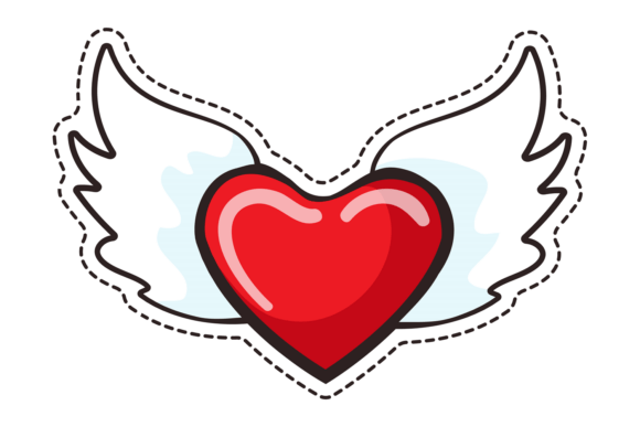 Flying Heart. Winged Love Symbol Fashion Graphics