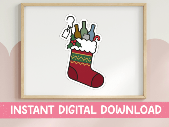 Funny Christmas Stocking with Wine Graphics