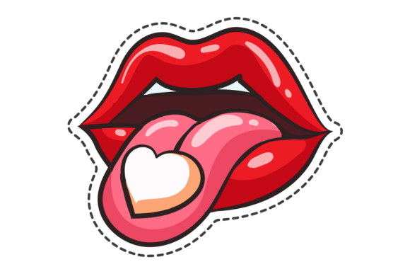 Love Pill on Female Tongue. Valentine Ca Graphics