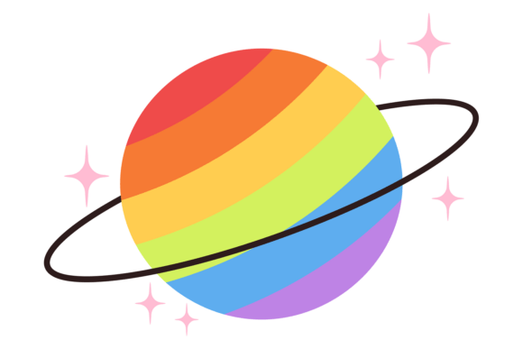 Pride Planet Color Badge. Happy Shiny Sp