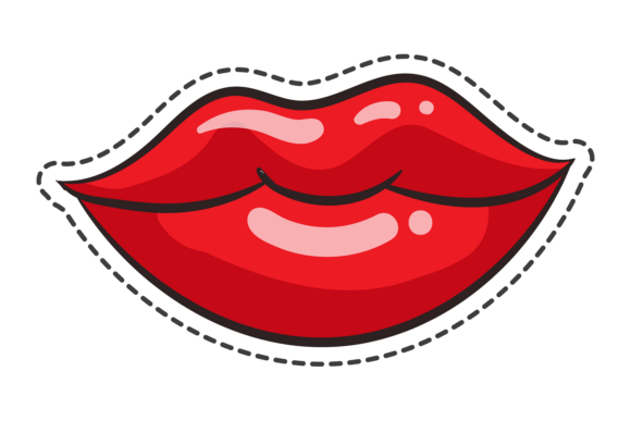 Red Lipstick Lips. Glamour Makeup Colorf Graphics