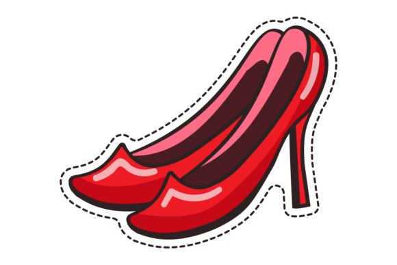 Red Shoes with High Heels. Glamour Footw Graphics
