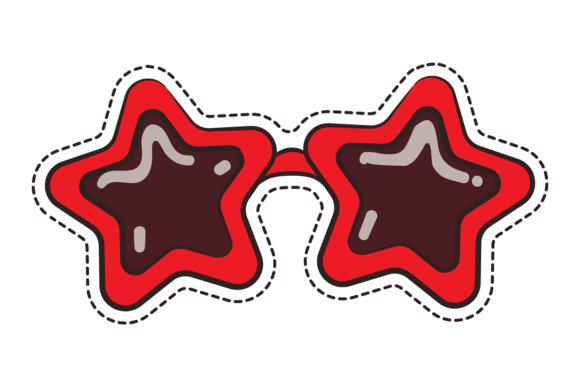 Red Star Glasses. Party Accessory Color Graphics