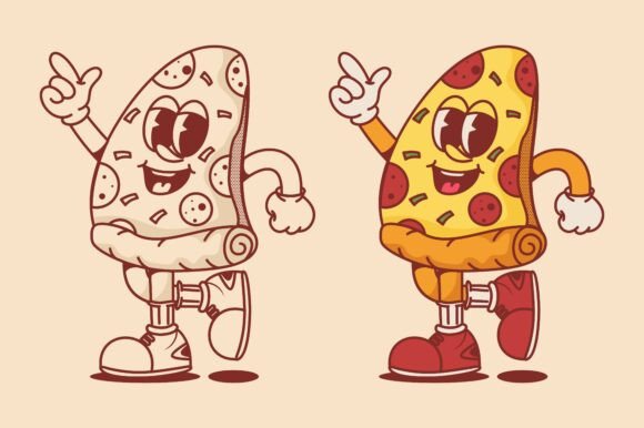Retro Pizza Slice Mascot Character