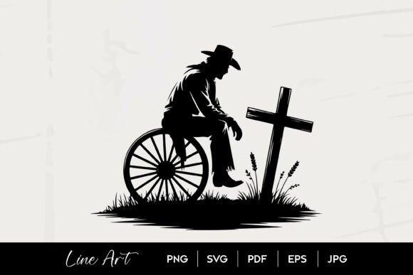 Review: Cowboy Wheel Cross Silhouette Line Art