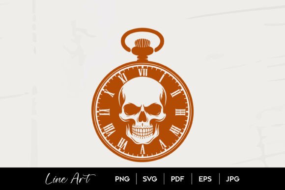 Skull Pocket Watch SVG: Graphics for Gothic Design