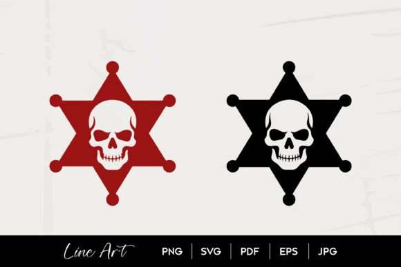 Skull Sheriff Badge SVG for Graphics and Illustrations
