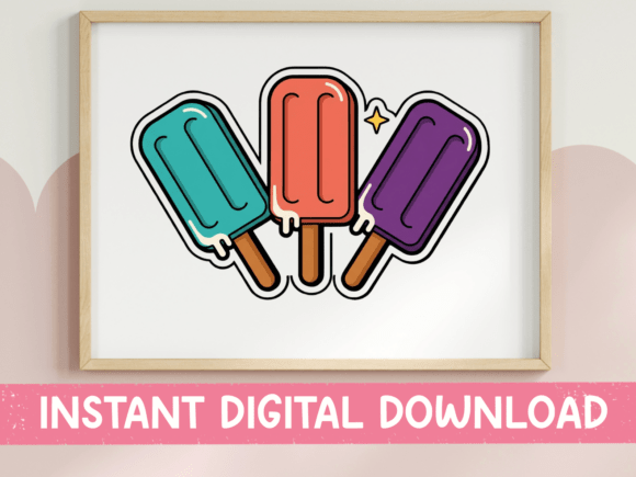 Trio of Popsicle Stickers: Graphics for T-Shirt Designs