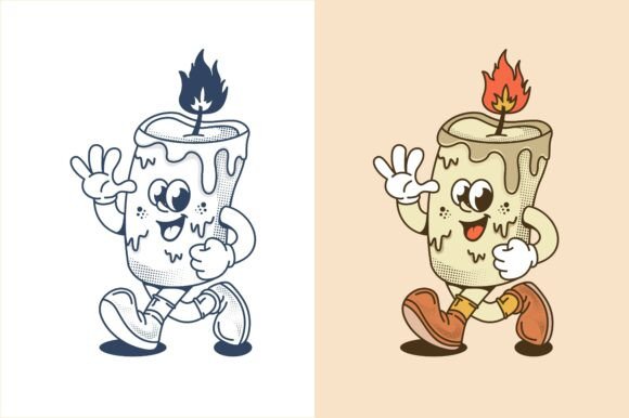 Vintage Candle Mascot Character Design